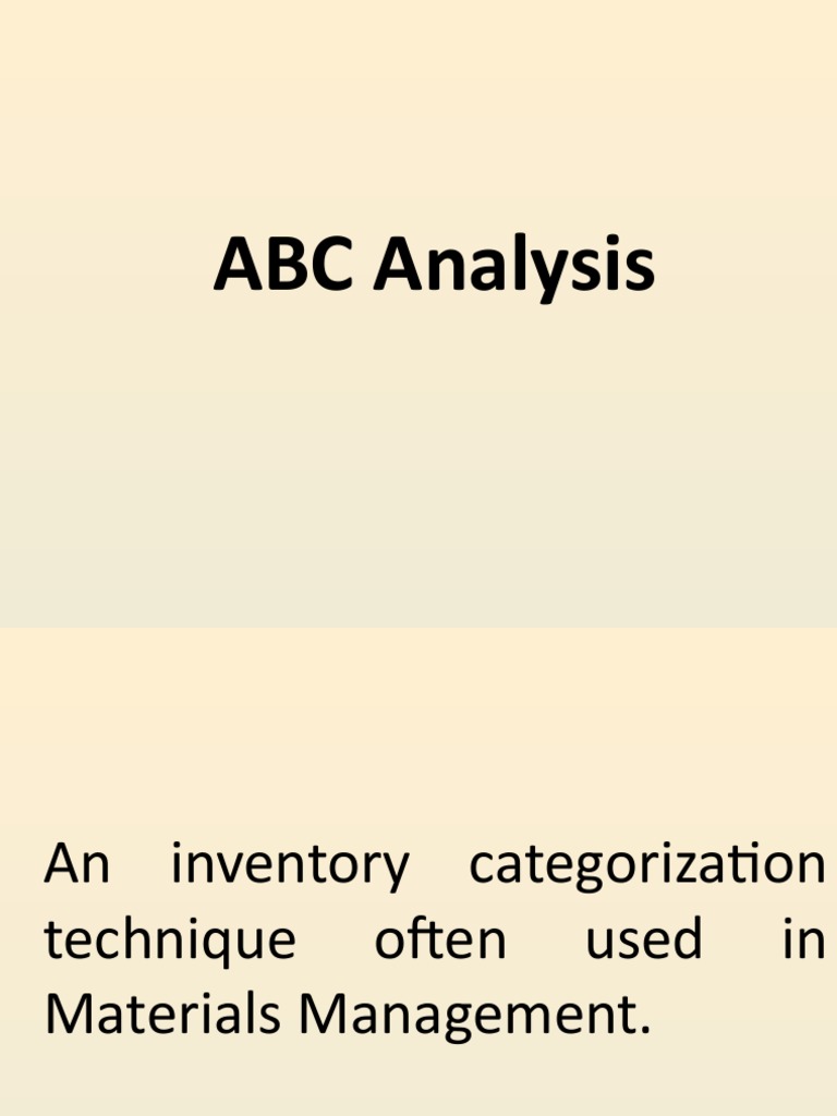 ABC Classification | PDF | Business | Economics