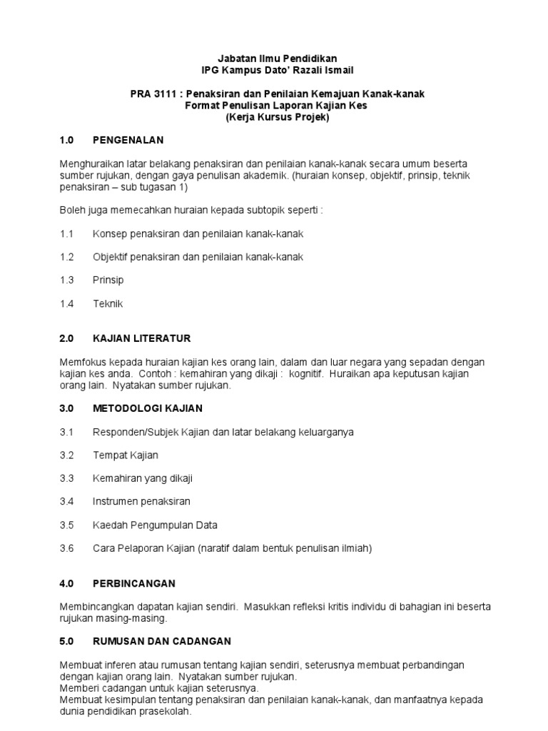 Format Laporan Kajian Kes S6 Pdf