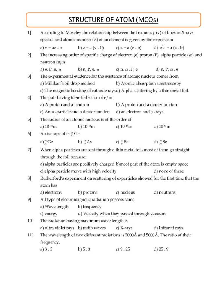 structure-of-atom-mcqs-pdf