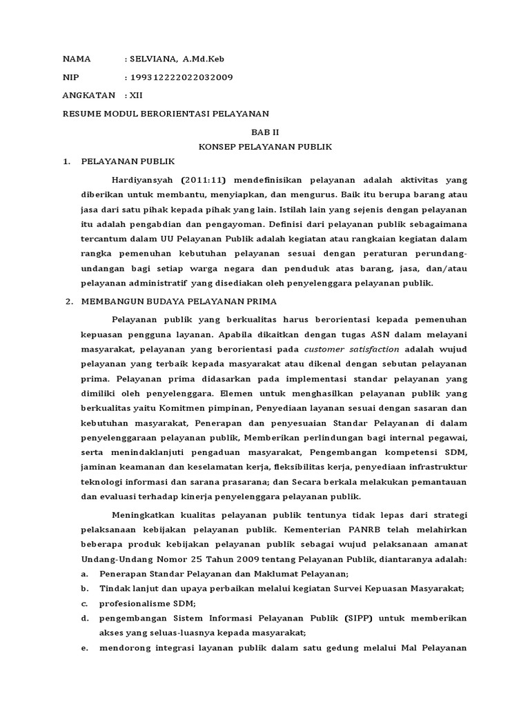 Resume Modul Berorientasi Pelayanan | PDF