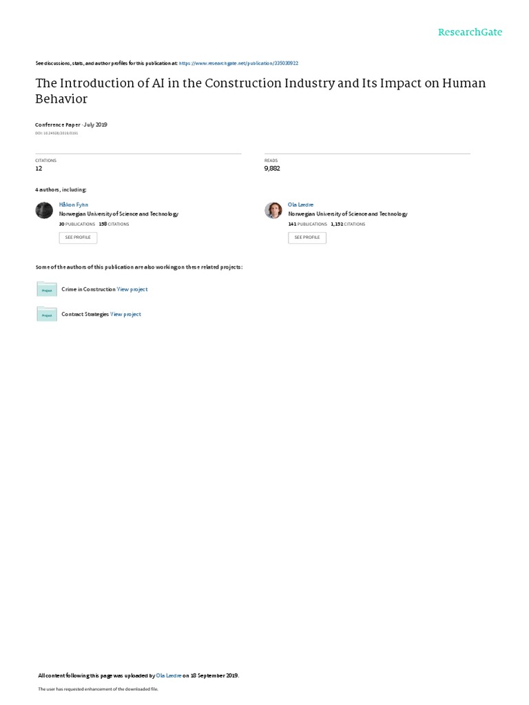 The Introduction Of Ai In The Construction Industr Pdf Artificial