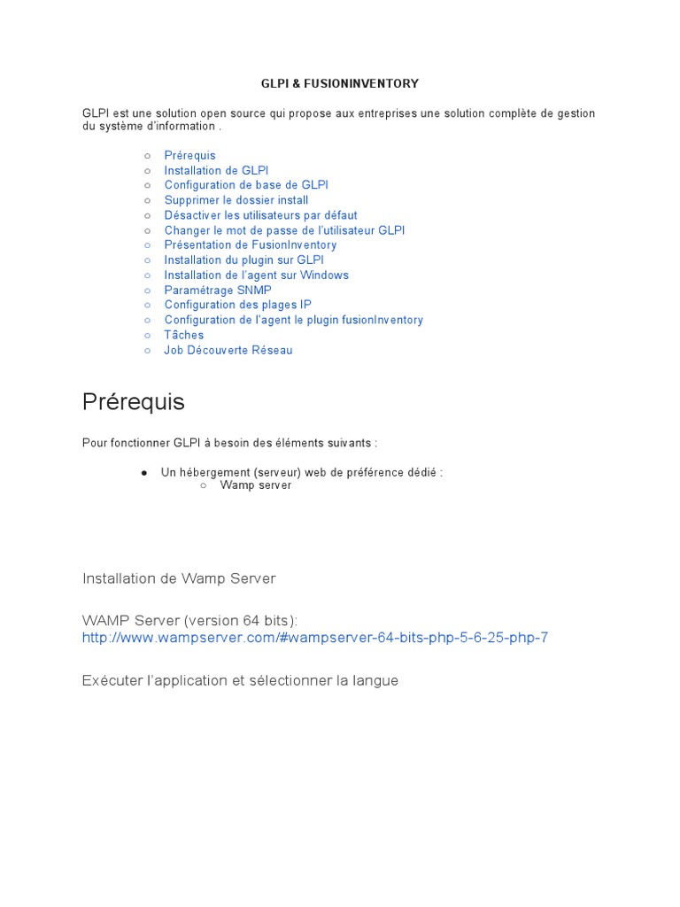 GLPI et FusionInventory : Guide d'installation | PDF | Plugin ...