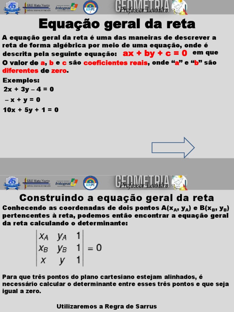 Equação Geral Da Reta | PDF | Equações | Linha (Geometria)
