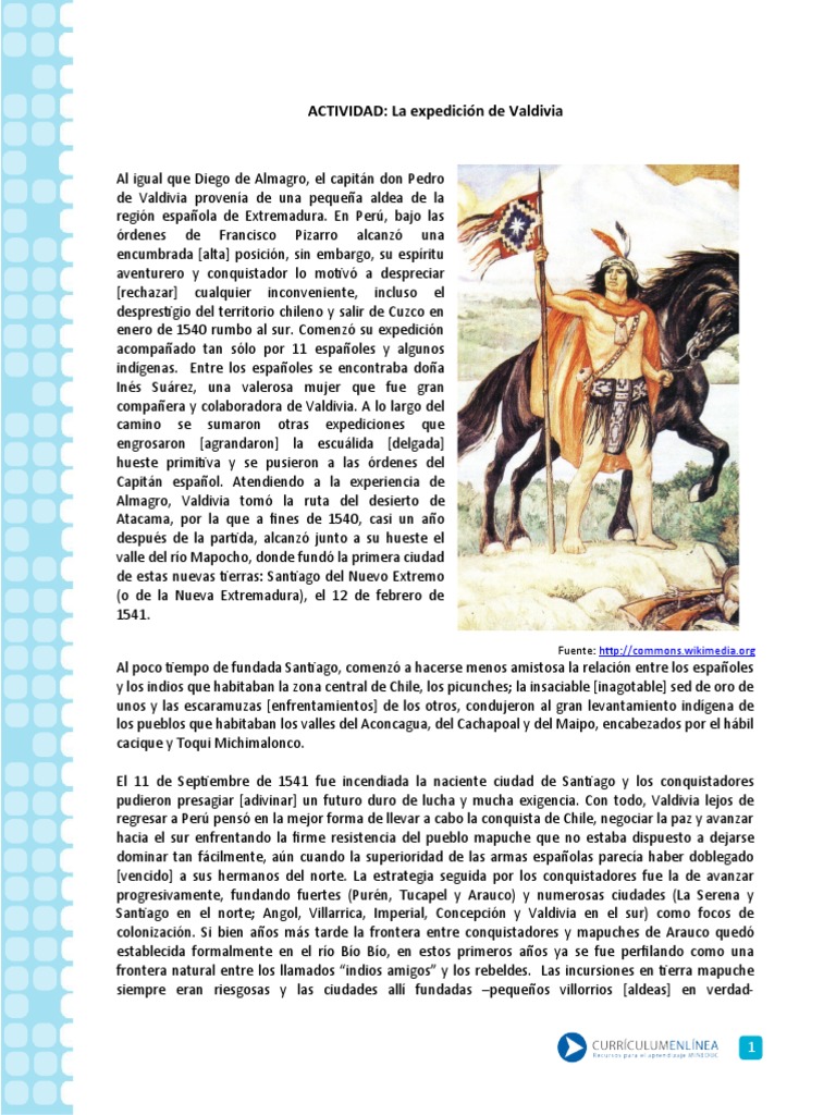 La Expedición de Valdivia PDF América del Sur Chile