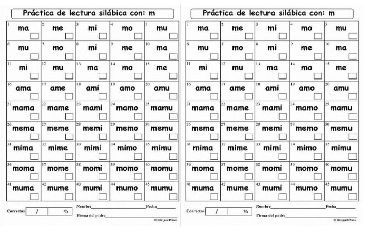 Ficha de Lectura Letra M | PDF
