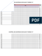 Control de Asistencia Escolar 2º Grado "A": Maestro/A Mes: Días N º