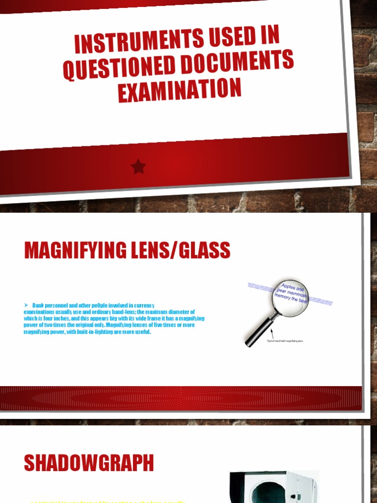 Instruments used in questioned documents examination pdf