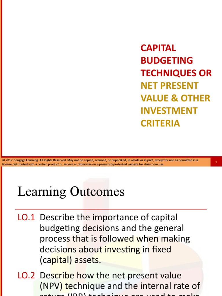 Capital Budgeting Techniques Slides | PDF | Net Present Value ...