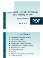 Responding To Tender Documents (And Winning The Job) : DR Michael Riese August 2010