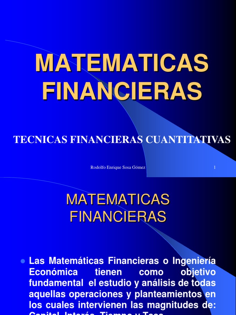Fundamentos de Matemáticas Financieras | PDF | Finanzas Matemáticas ...