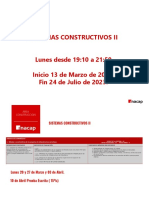 Sistemas Constructivos Ii Lunes Desde 19:10 A 21:50 Inicio 13 de Marzo de 2023. Fin 24 de Julio de 2023