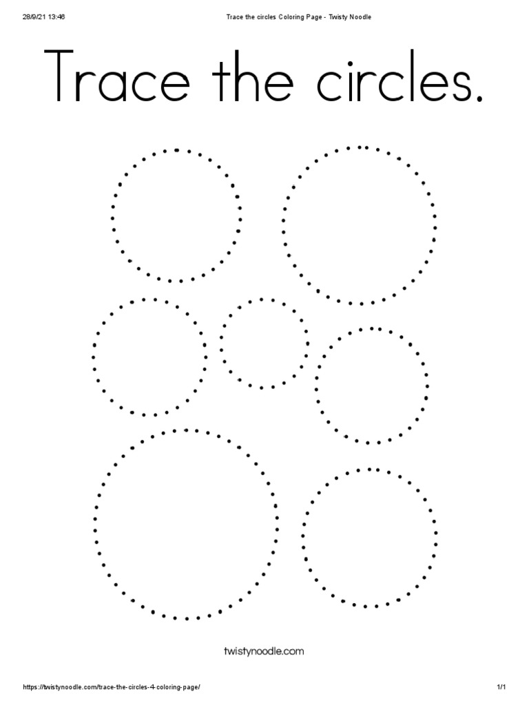 Trace the circles Coloring Page - Twisty Noodle | PDF