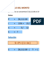 Cálculo Del Monto: P $8,112.00 I 15% 15/ 100 N 5/ 12 S ?