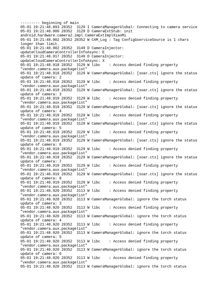 Camera Service Connection Log | PDF | System Software | Software