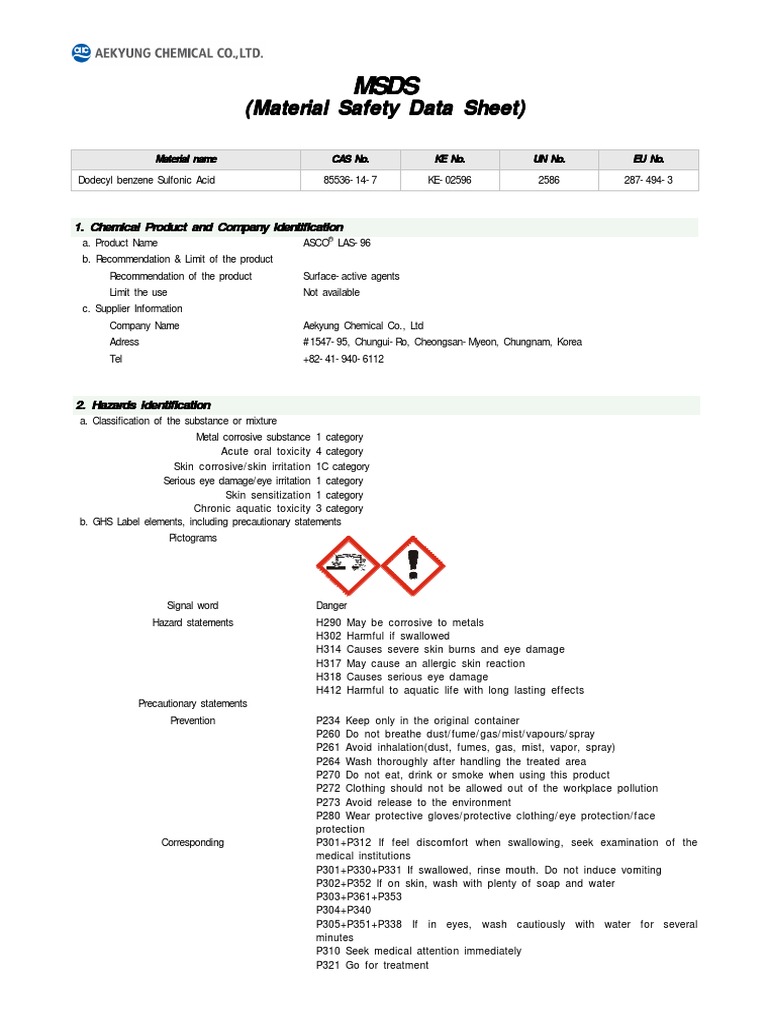 MSDS of ASCO LAS-96 - EN - AKC | PDF | Fires | Combustion