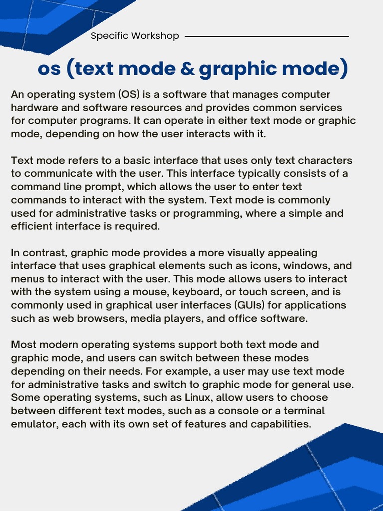 Os (Text Mode & Graphic Mode) Specific PDF Graphical