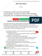Economic, Social and Environmental Sustainability Concept of Green GDP Strategy and Policy For Sustainable Development in India - JPSC Exam Notes