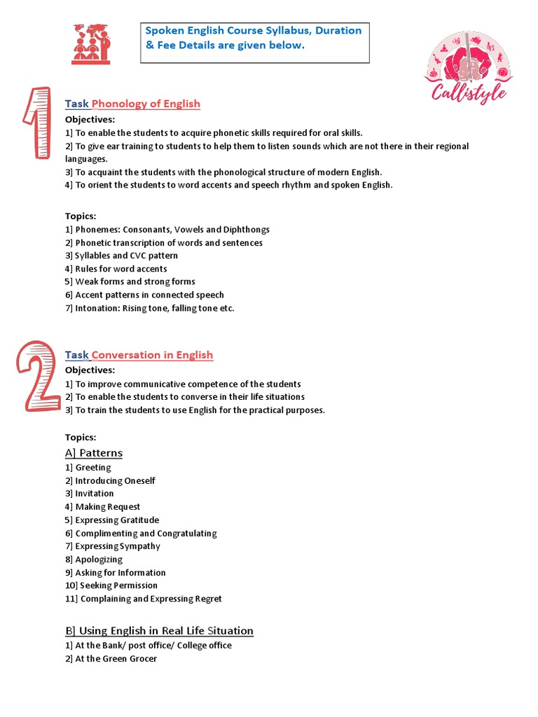 Spoken English Course Syllabus