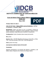 Instituto Dominicano de Ciencias Bíblicas Idcb: Curso de Hebreo Clásico (Hebreo Bíblico) Primer Año, Desde Cero Mayo 2023