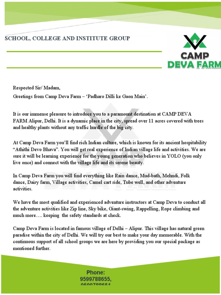 Camp Deva Farm Adventure Packages | PDF | Cuisine | Foods