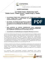 Sobre Productos "Diablo Testo", "Diablo Burn 24/7", "Diablo Carne", "Diablo Amino", "Diablo Kong" y "Diablo Power"