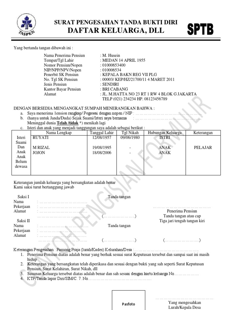 Surat Pengesahan Tanda Bukti Diri