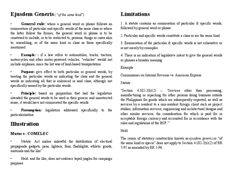 Ejusdem Generis Real Handout PDF