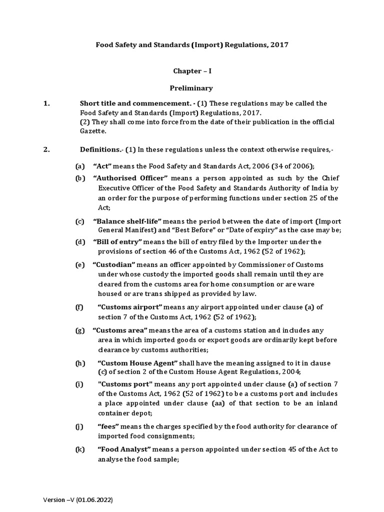 FSSAI Import Regulations Overview | PDF | Food Safety | Laboratories