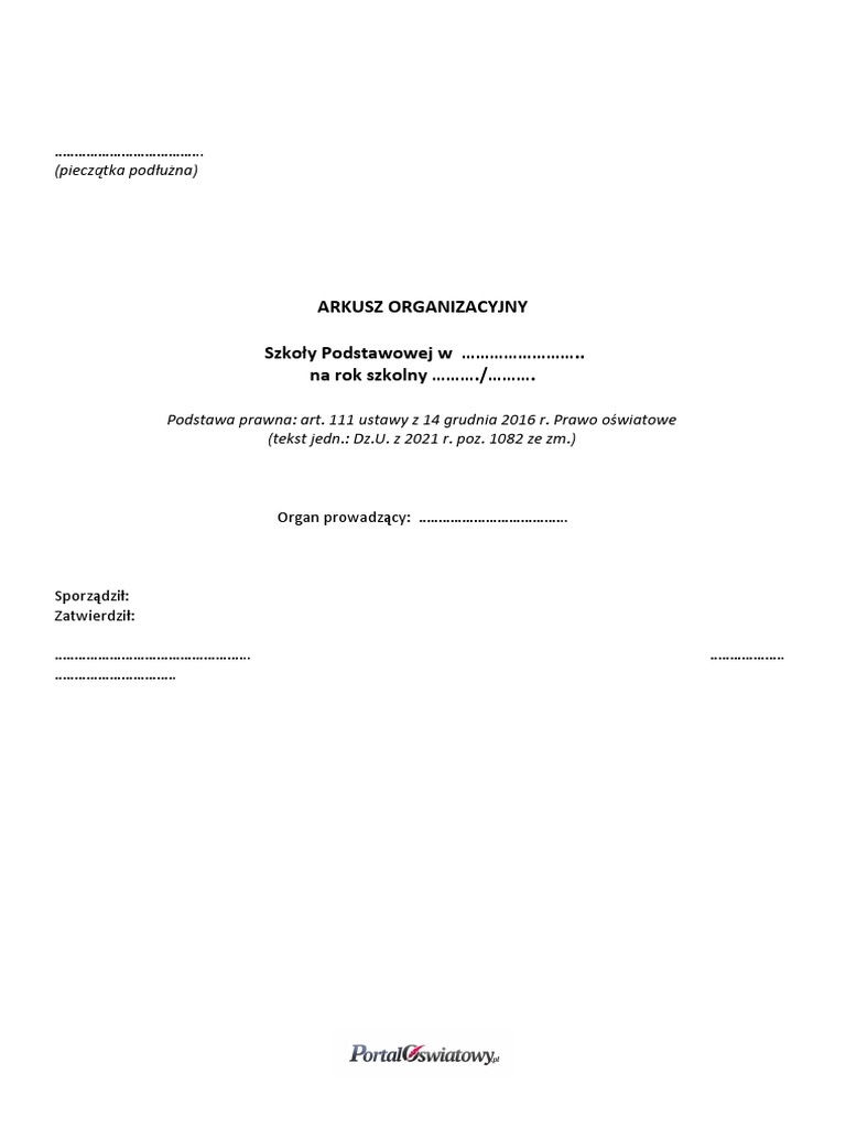 Przyklad Arkusz Organizacji Szkoly 20232024 | PDF