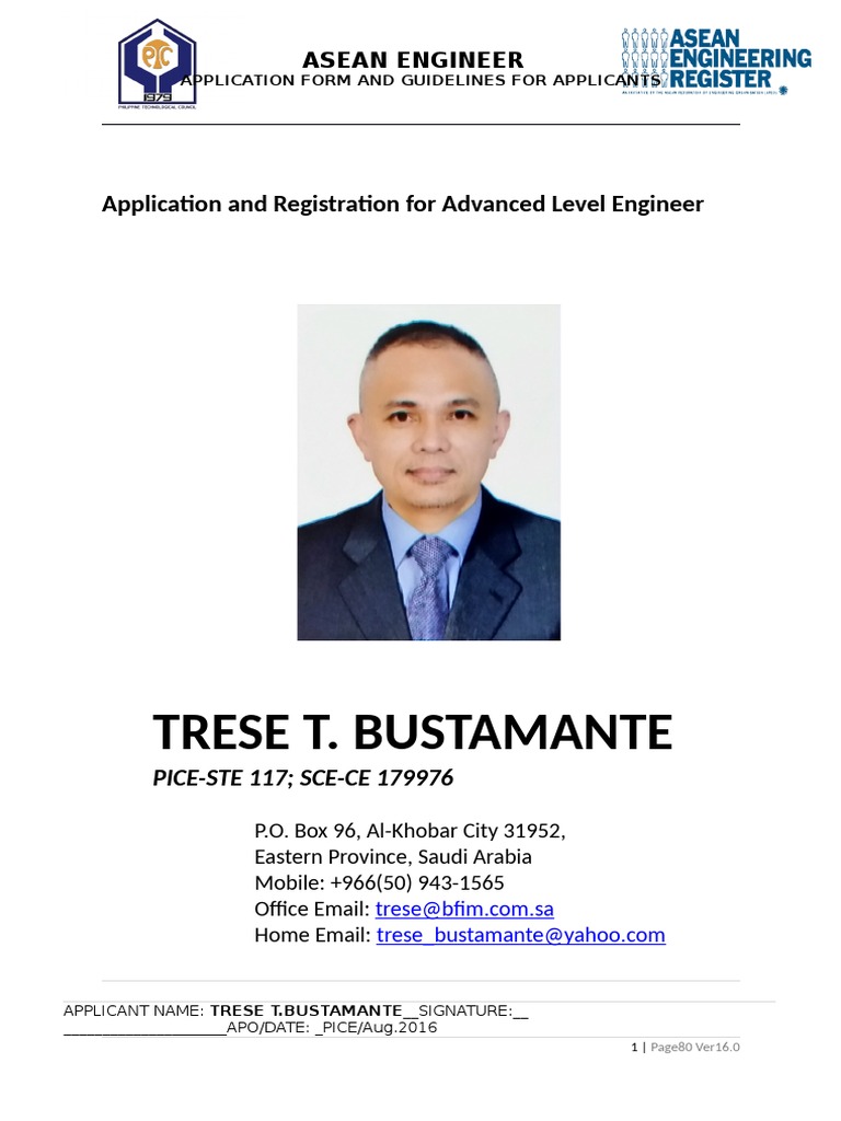 ASEAN Engineer Application Guidelines | PDF | Engineer | Engineering
