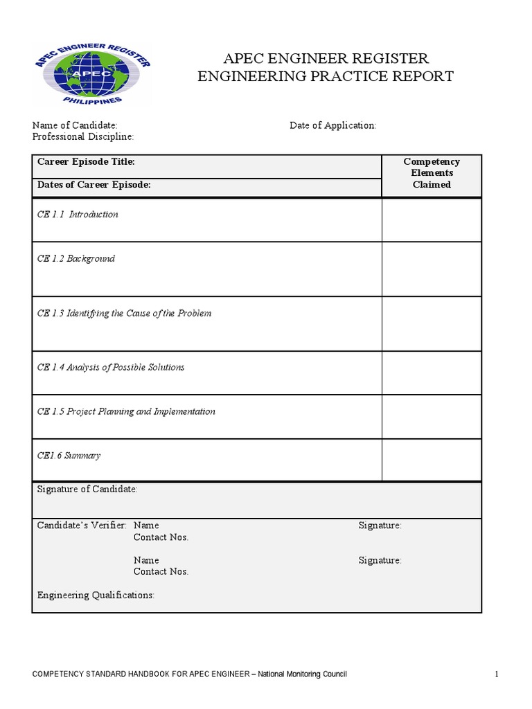 Engineering Practice Report Form 2014 | PDF | Engineering | Business
