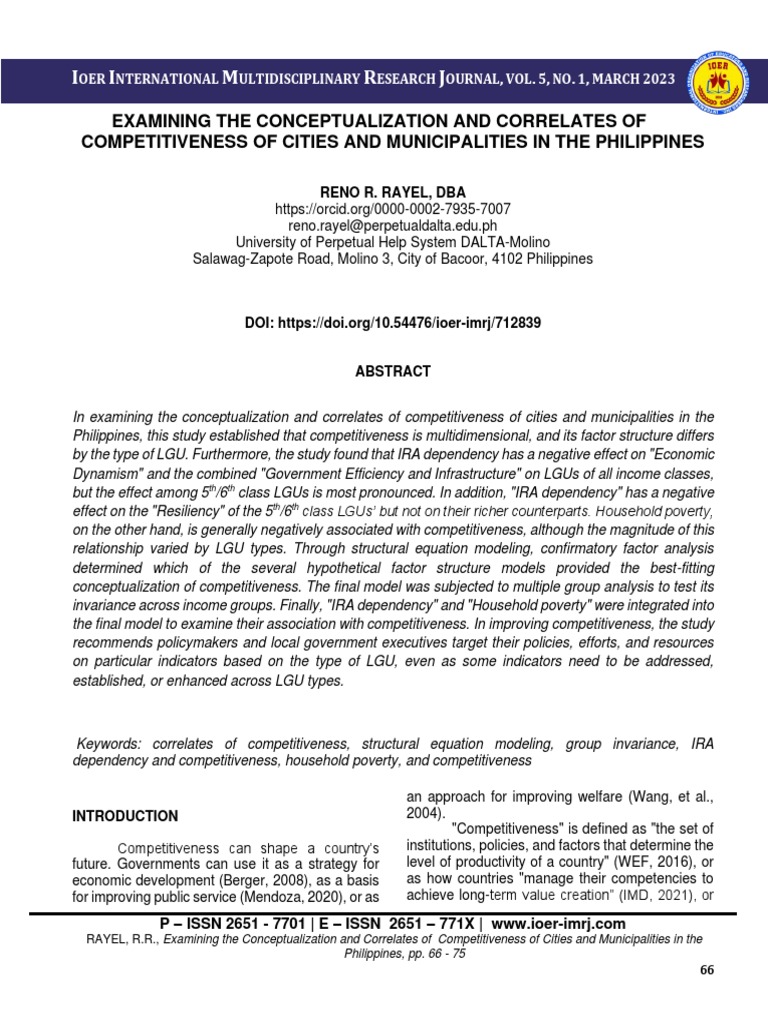 Examining The Conceptualization and Correlates of Competitiveness of