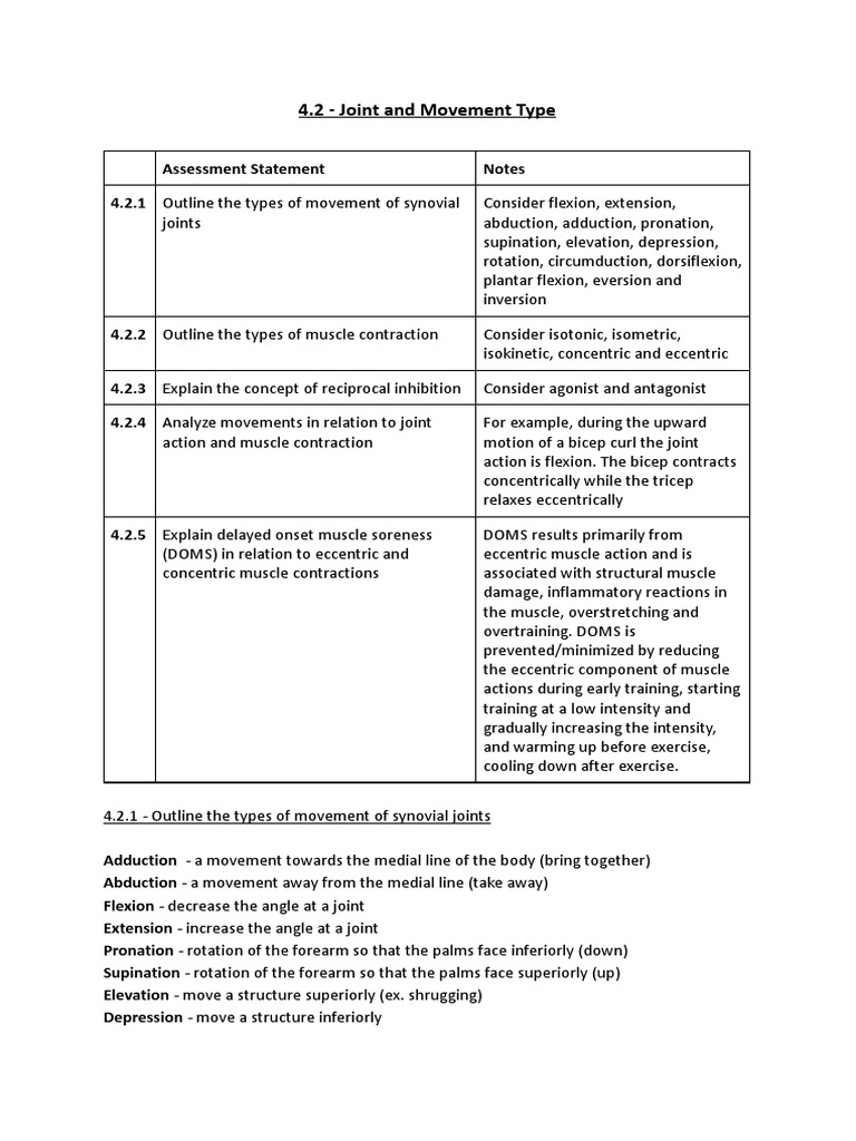 Joint Movements and Muscle Actions | PDF | Anatomical Terms Of Motion ...