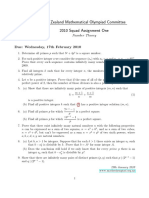 New Zealand Mathematical Olympiad Committee 2010 Squad Assignment One