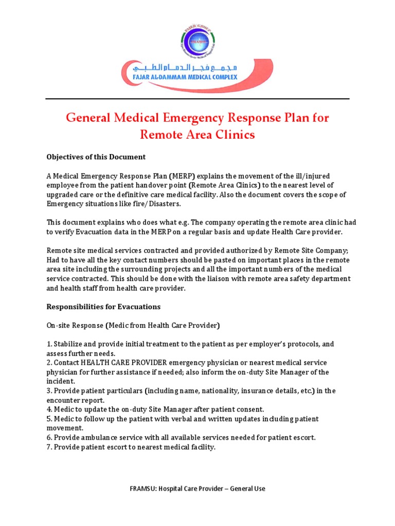 Medical Emergency Response Plan PDF Patient Health Care
