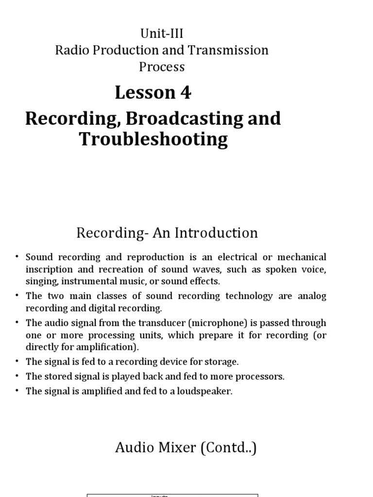 UnitIII Radio Production and Transmission Process Lesson 4 Recording