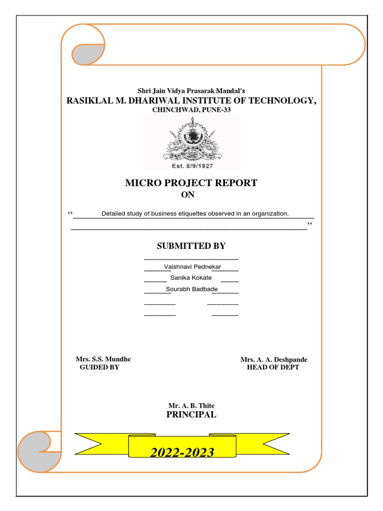 Micro Project Report on Business Etiquettes | PDF | Operating System ...