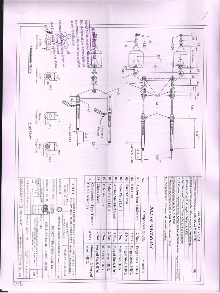 Approved Drawing of Hardware Fitting With Clamp and Connector For Nit ...