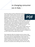 A Study On Changing Consumer Preferences in Italy