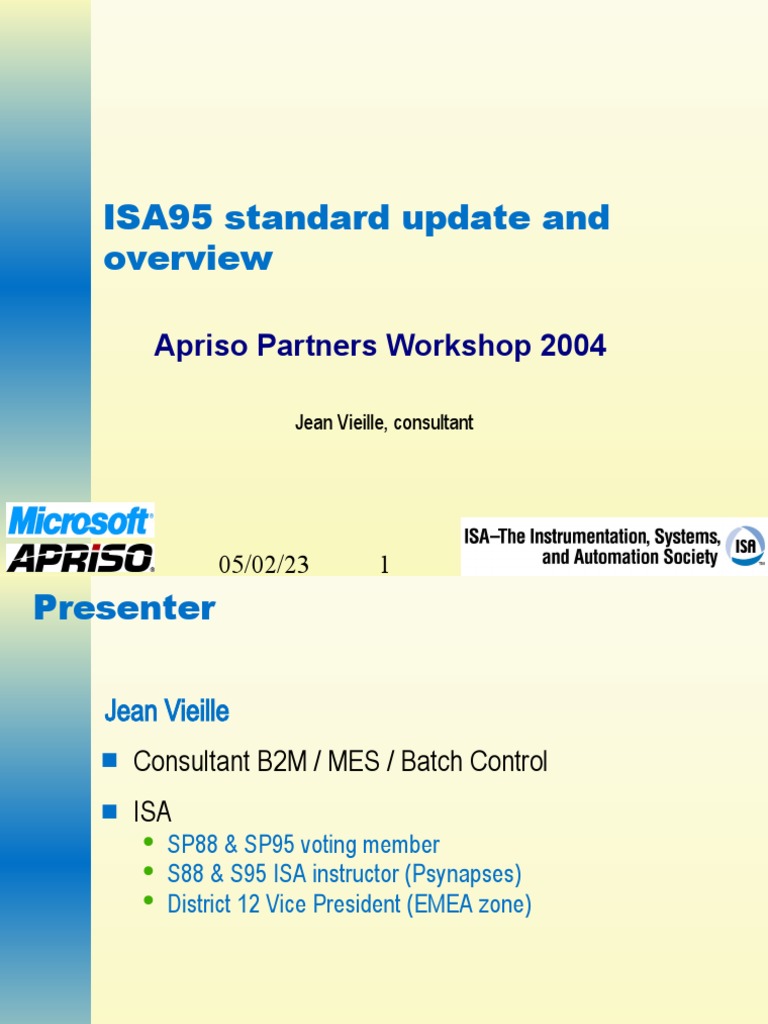 2004 Apriso Isa95 Standard Update and Overview PDF