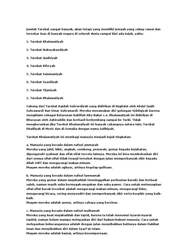 Jumlah Tarekat Sangat Banyak