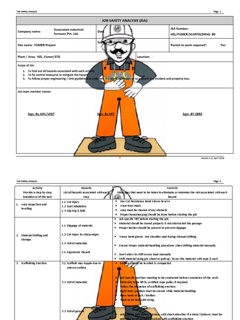 Jsa For Scaffolding Erection | PDF | Personal Protective Equipment ...