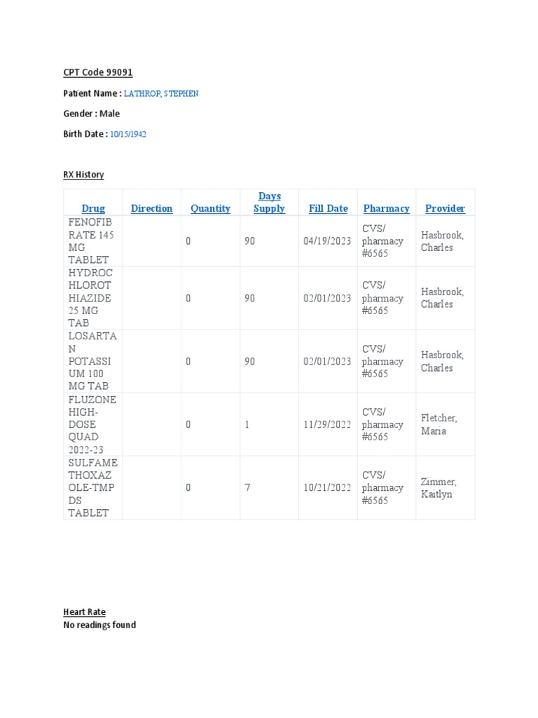 CPT Code 99091 Lathrop PDF Pharmacy Nutrition