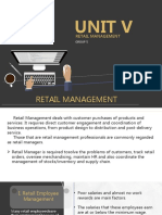 Unit V: Retail Management