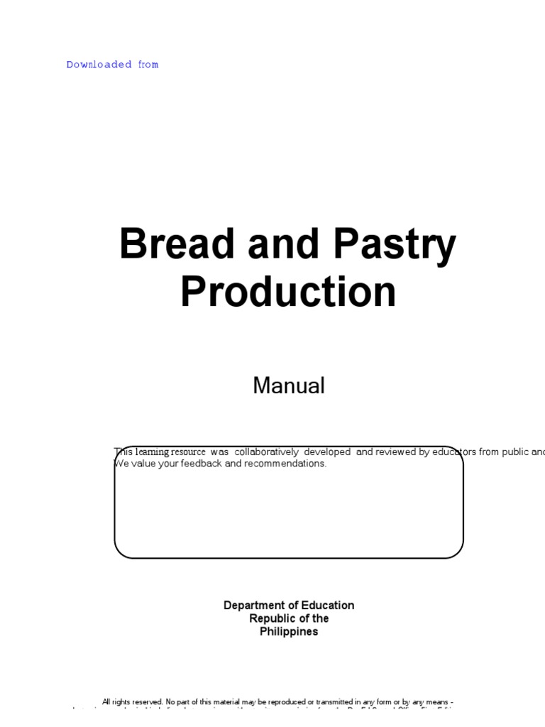 Bread and Pastry Production Manual PDF Copyright Learning
