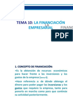 Copia de Tema 10. La Financiación Empresarial I