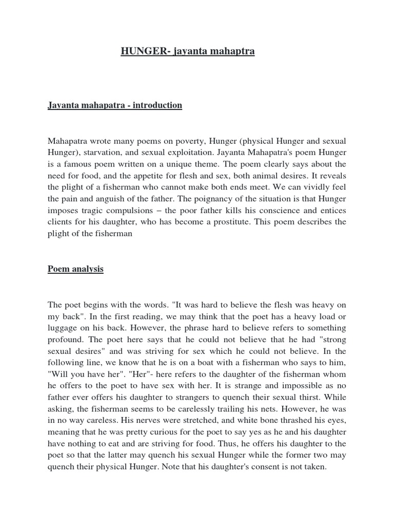 HUNGERjayanta Mahaptra PDF Poetry