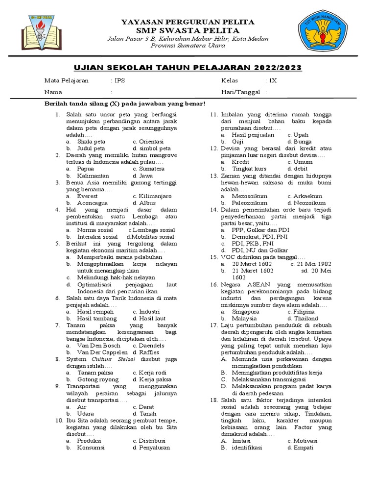 Soal Us Ips 20232 | PDF