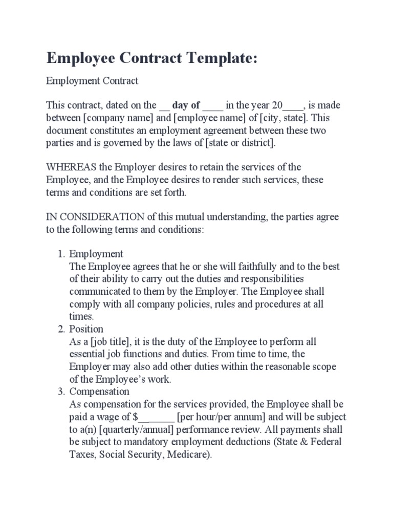 Employee Contract Template | PDF