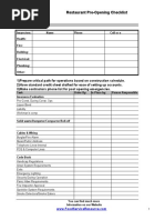 Steward Kitchen - Opening & Closing Checklist | PDF | Kitchen | Waste